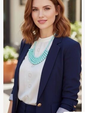 J. Crew Layered Aqua Turquoise Bead Statement Necklace